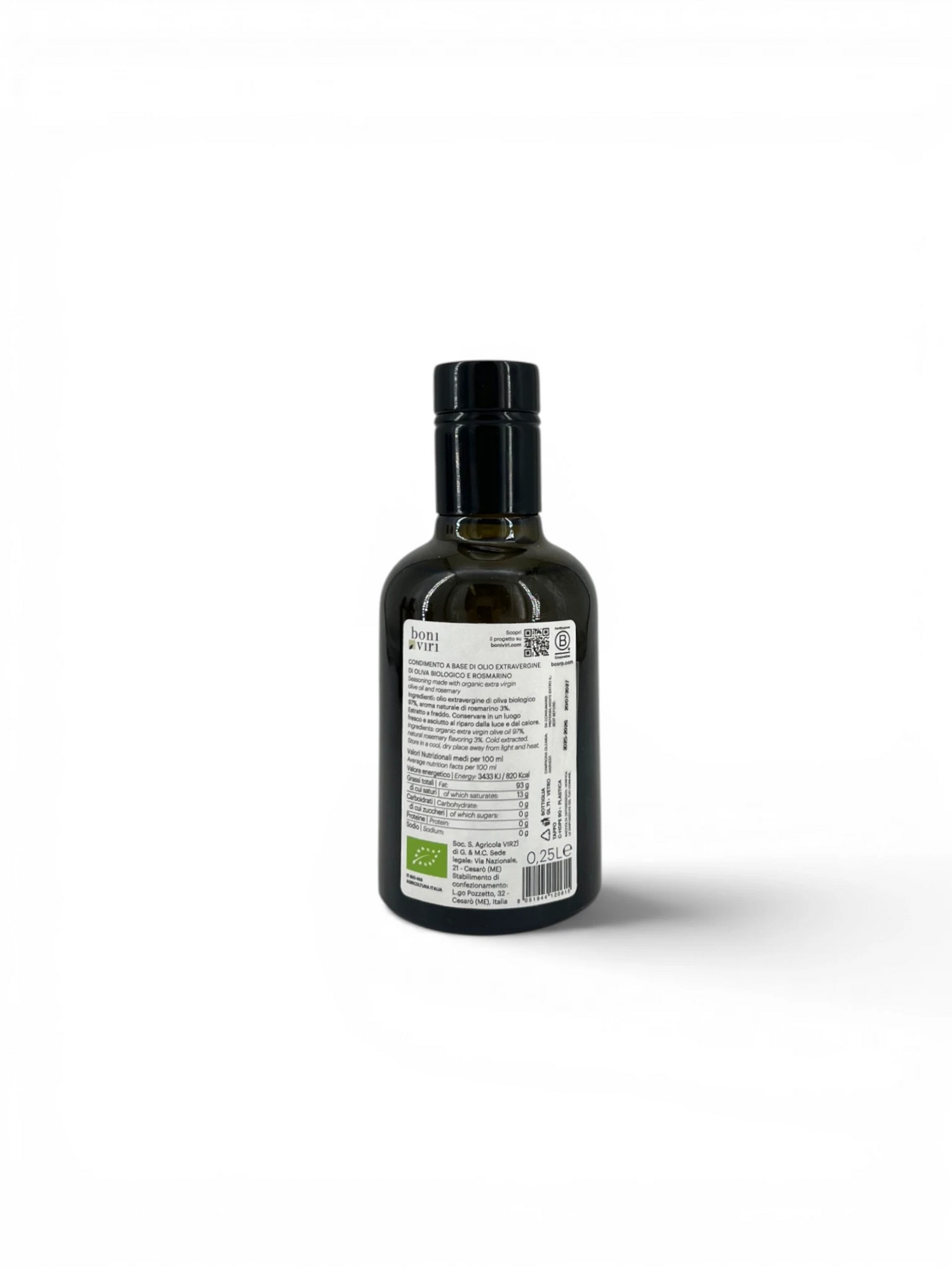 Olio EVO biologico al rosmarino 250 ml