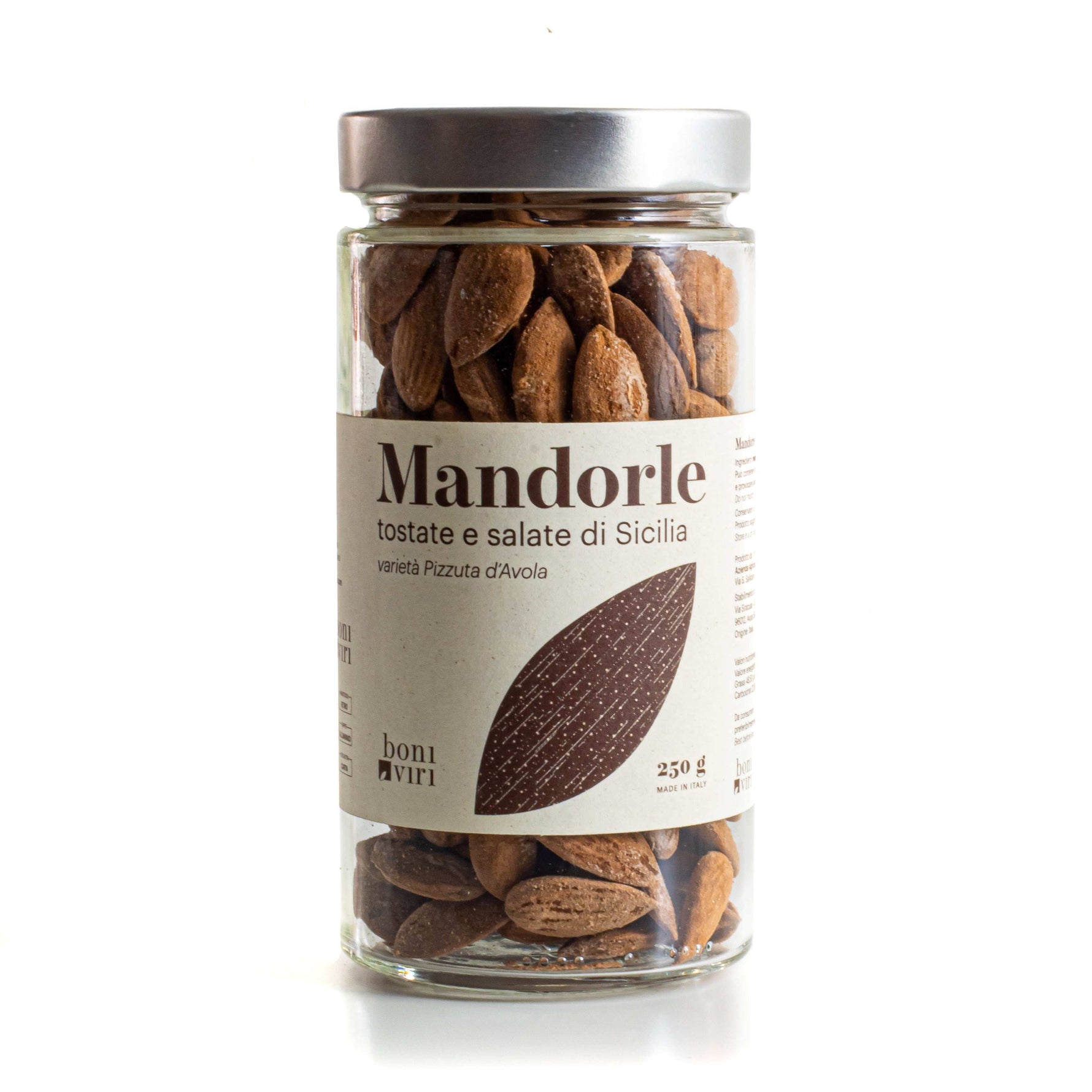 Mandorle Pizzuta d'Avola Tostate ie salate n barattolo