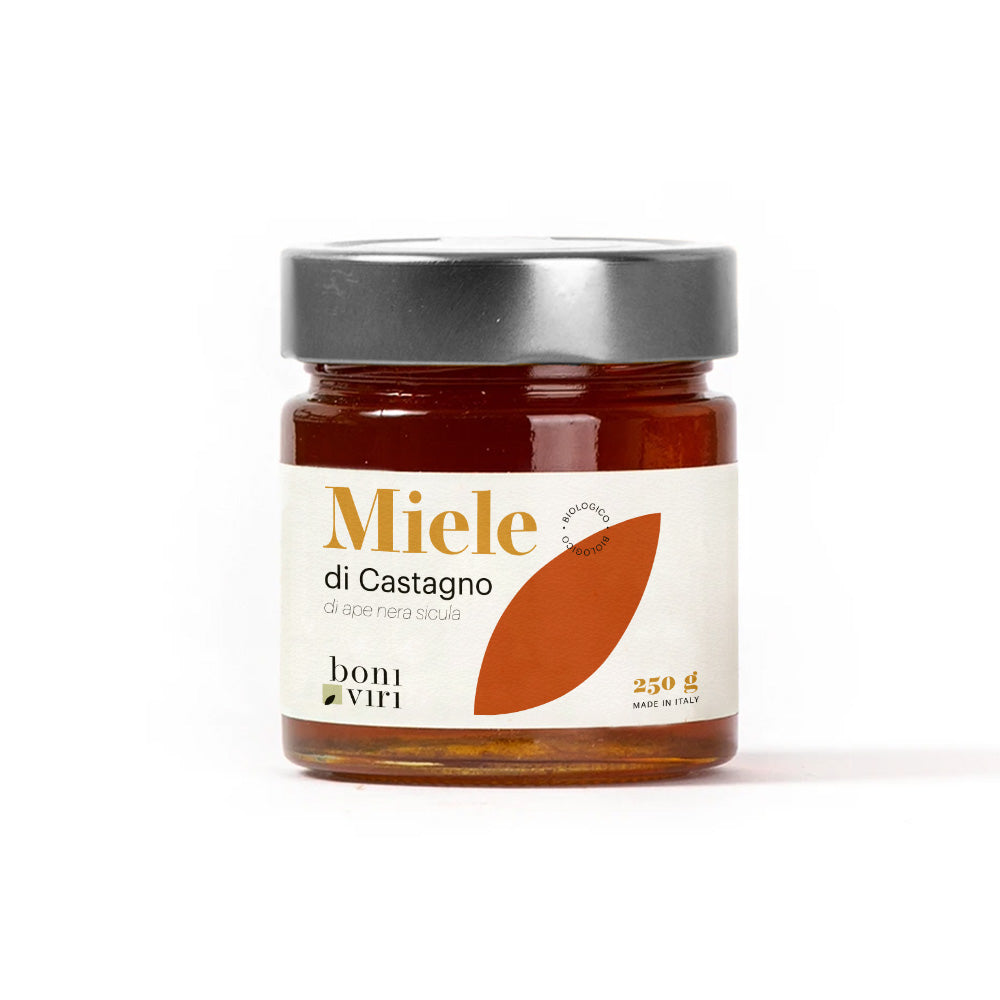 Miele biologico siciliano di castagno in barattolo