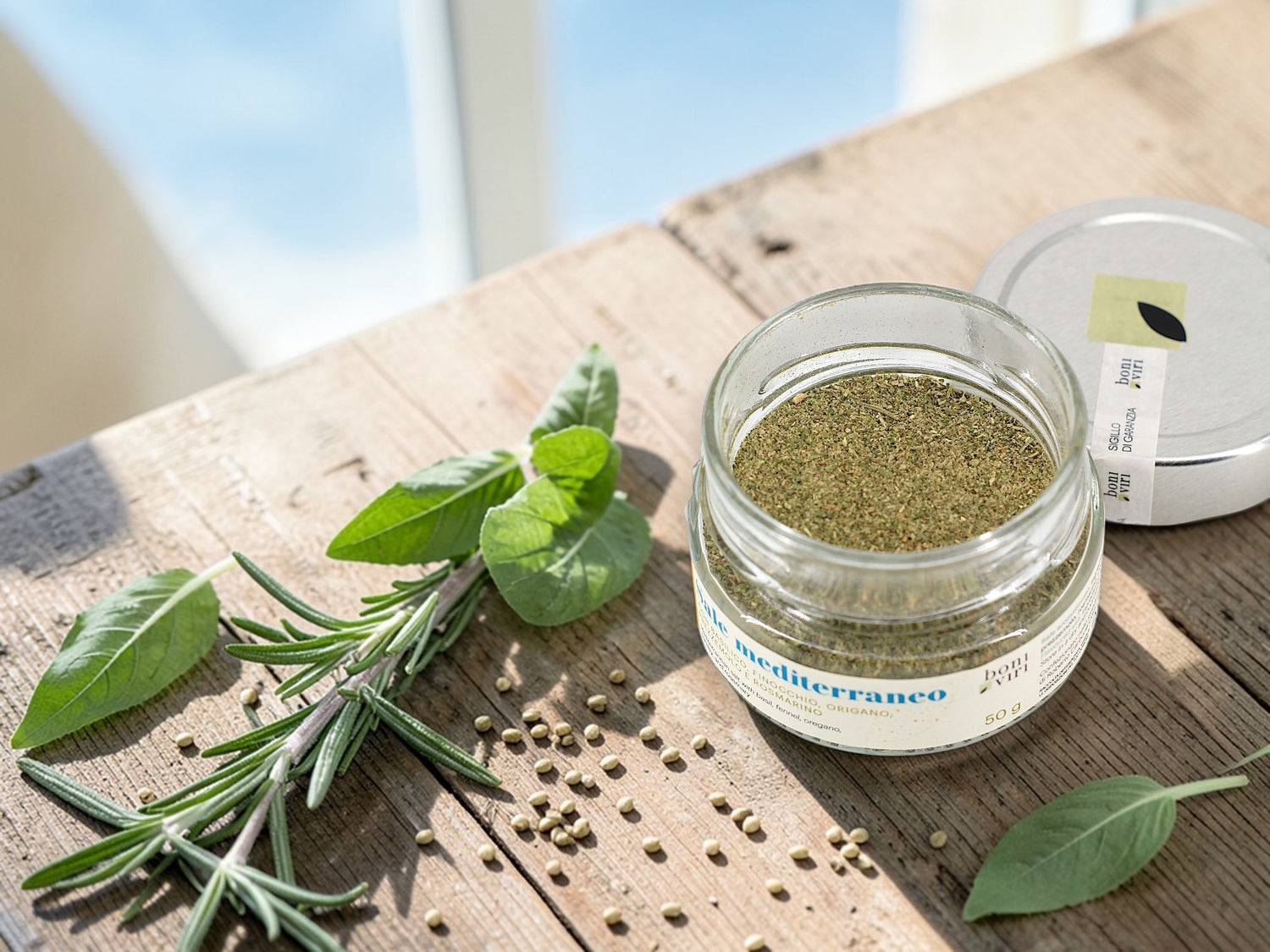 Sale mediterraneo con basilico, finocchio, origano, prezzemolo, rosmarino - 50 g