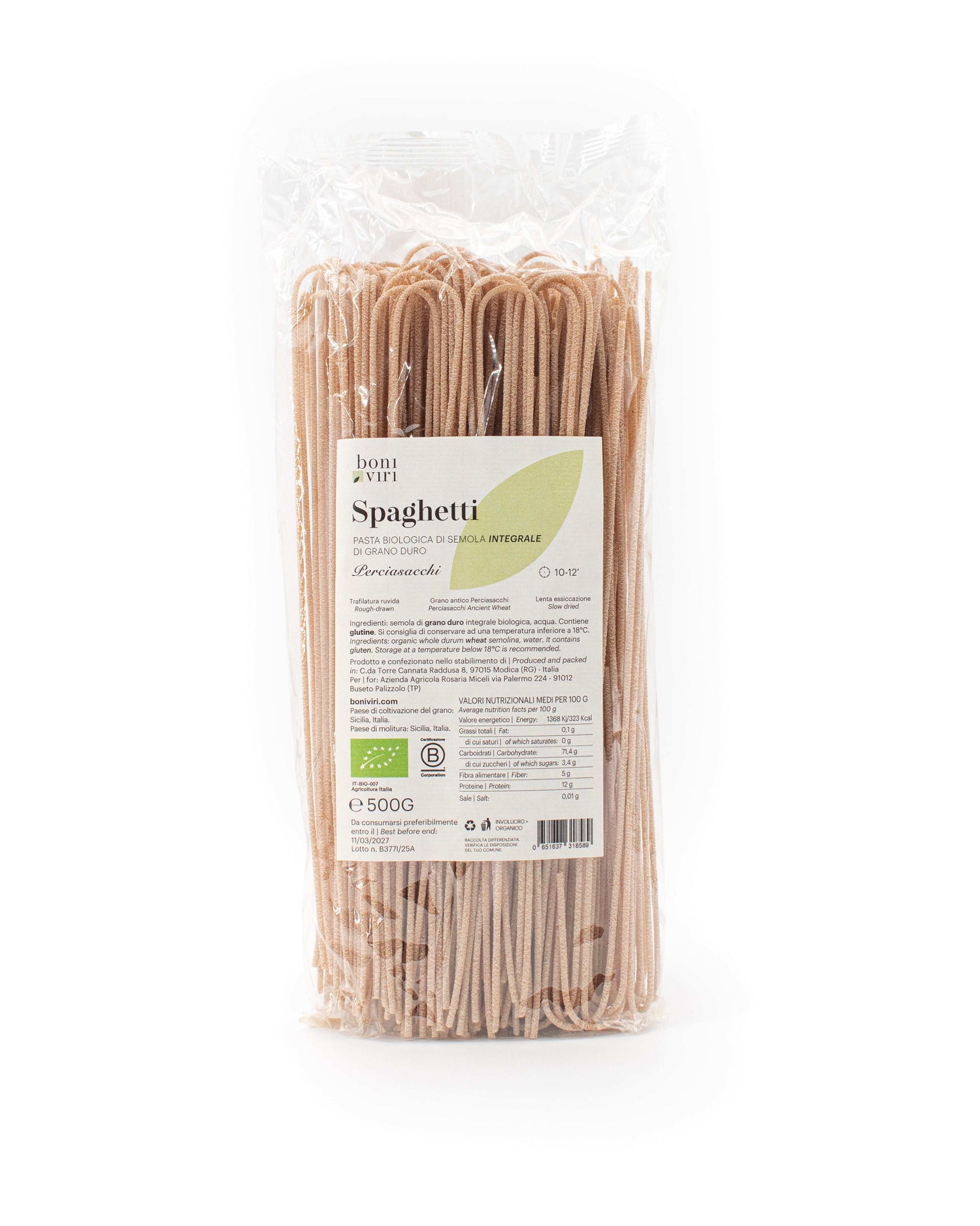 Pasta Spaghetti integrali Perciasacchi Bio
